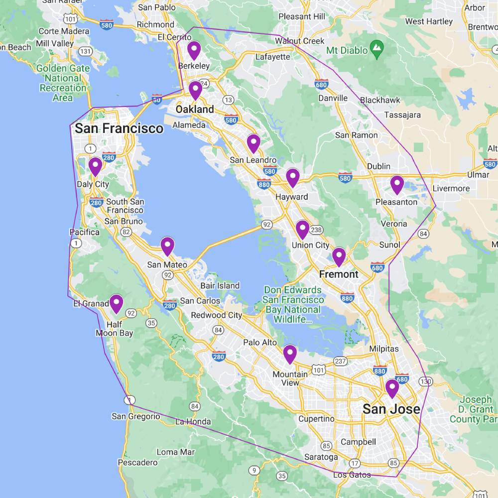 Map of San Francisco Bay Area cities
